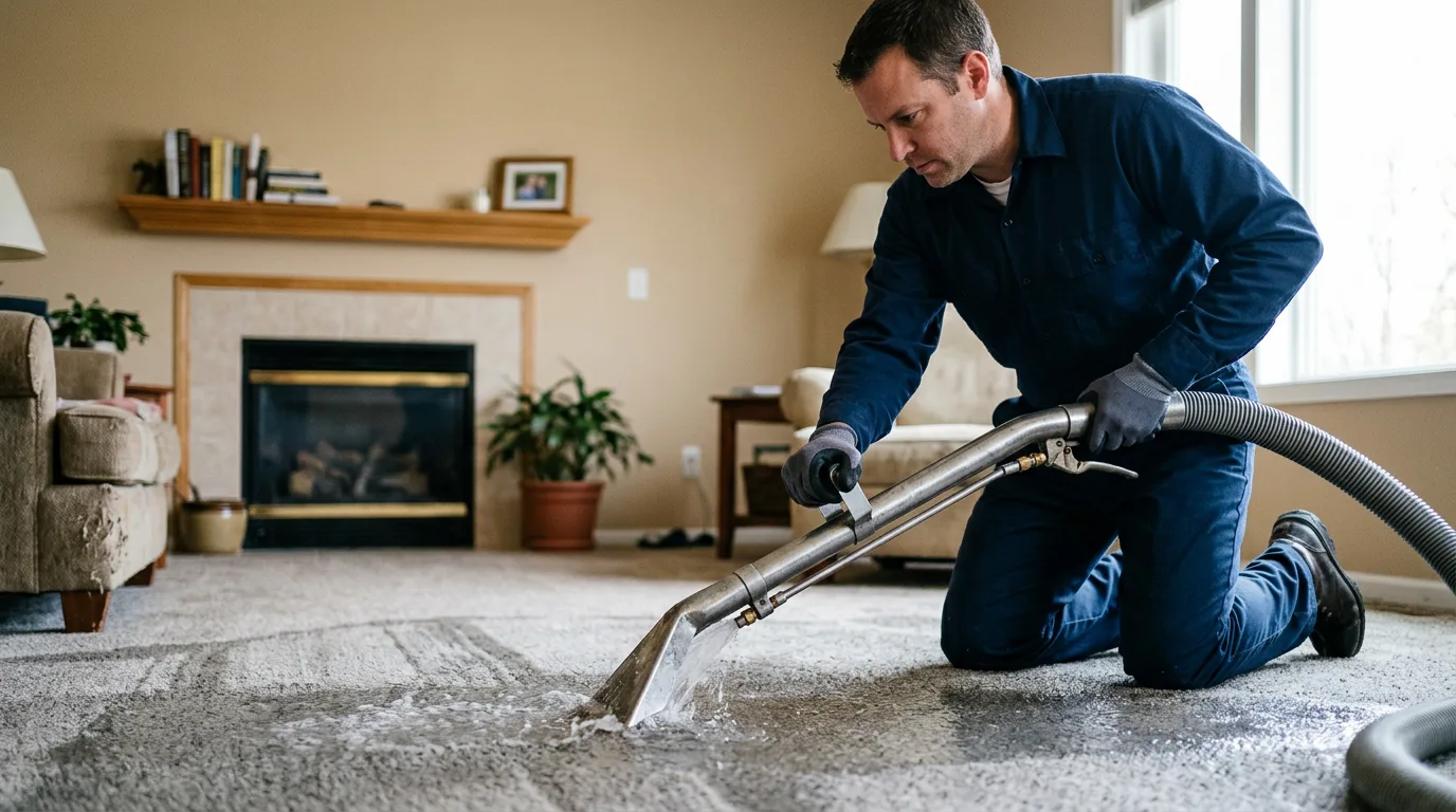 Water damage restoration technician working near Hazelton, ID